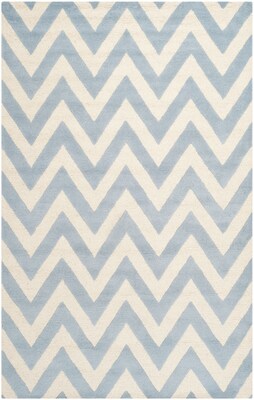 Safavieh Kimberly Cambridge Wool Pile Area Rug, Light Blue/Ivory, 8 x 10