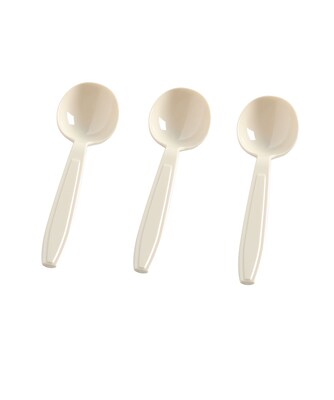 Fineline Settings Flairware Plastic Soup Spoon, Heavy-Weight, Bone, 1000/Box (2505)
