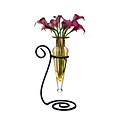 Danya B MC751-A Amphora Glass Flower Vase on Swirl Metal Stand; Amber
