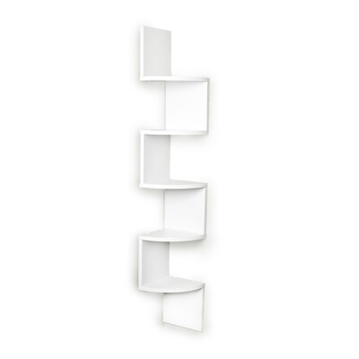 Danya B XF11035W Large Laminated Corner Wall Mount Shelf, White Veneer