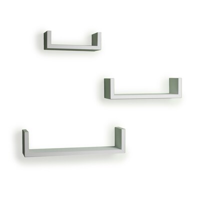 Danya B XF11039W Set of 3 Floating U Laminated Shelves, White
