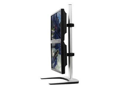 Visidec Freestanding Monitor Stand; Dual Display, VerticalUp, Silver, Up to 26-1/2 lbs
