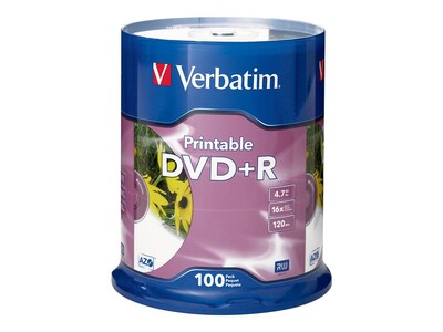 Verbatim 95145 16x DVD+R, White Inkjet Printable