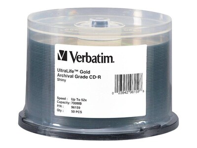 Verbatim UltraLife Gold Archival Grade 96159 52x CD-R, 50/Pack