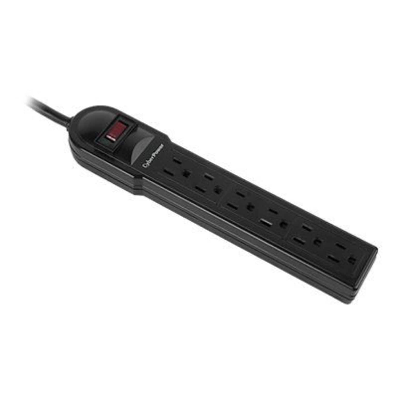 Cyberpower Essential Series 6 Outlet Surge Protector, 4 Cord, 900 Joules (CSB604)