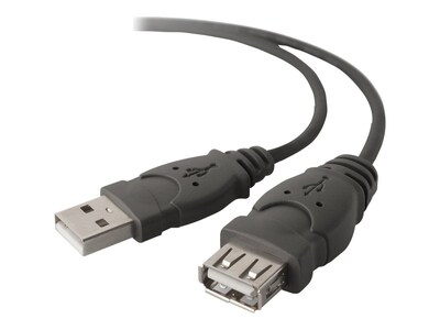 Belkin Pro Series 3 USB 2.0 Type A Hi-Speed Extension Cable, Male/Female, Gray (F3U134B03)