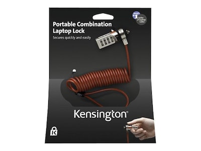 Portable Combination Laptop Lock, 6 ft. Steel Cable, Red