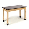 NPS Wood Science Table, Phenolic Series, 30H Science Lab Table With Book Compartment, 30 By 72, Black (SLT1-3072PB)