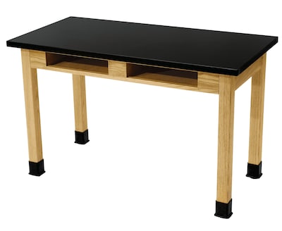 National Public Seating Chemical Resistant Series Wood Science Table, 24 x 48, Black/Ashwood (SLT1