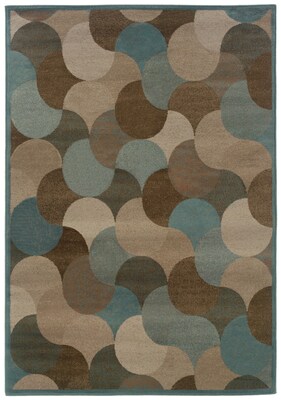 StyleHaven Geometric Beige/ Blue Indoor Machine-made Polypropylene Area Rug (5'3" X 7'6")