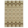 Floral Ivory/ Tan Indoor Machine-made Nylon Area Rug (53 X 73)