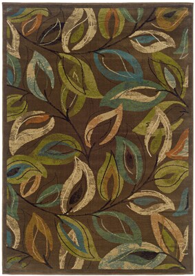 Botanical Brown/ Green Indoor Machine-made Polypropylene Area Rug (5' X 7'6")