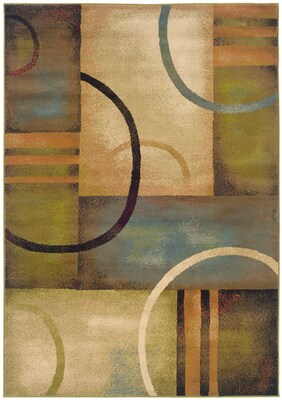 StyleHaven Geometric Blue/ Orange Indoor Machine-made Polypropylene Area Rug (5' x 7'6")