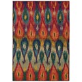 Abstract Ikat Multi/ Red Indoor Machine-made Polypropylene Area Rug (53 X 76)