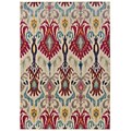 Abstract Floral Ivory/ Red Indoor Machine-made Polypropylene Area Rug (4 X 59)