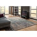 Distressed Abstract Grey/ Blue Indoor Machine-made Polypropylene Area Rug (710 X 11)