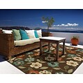 Floral Brown/ Ivory Indoor/Outdoor Machine-made Polypropylene Area Rug (53 X 76) (WMON2267D5X8L)