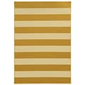 Striped Geometric Gold/ Ivory Indoor/Outdoor Machine-made Polypropylene Area Rug (67 X 96)