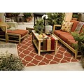 Geometric Orange/ Ivory Indoor/Outdoor Machine-made Polypropylene Area Rug (37 X 56)