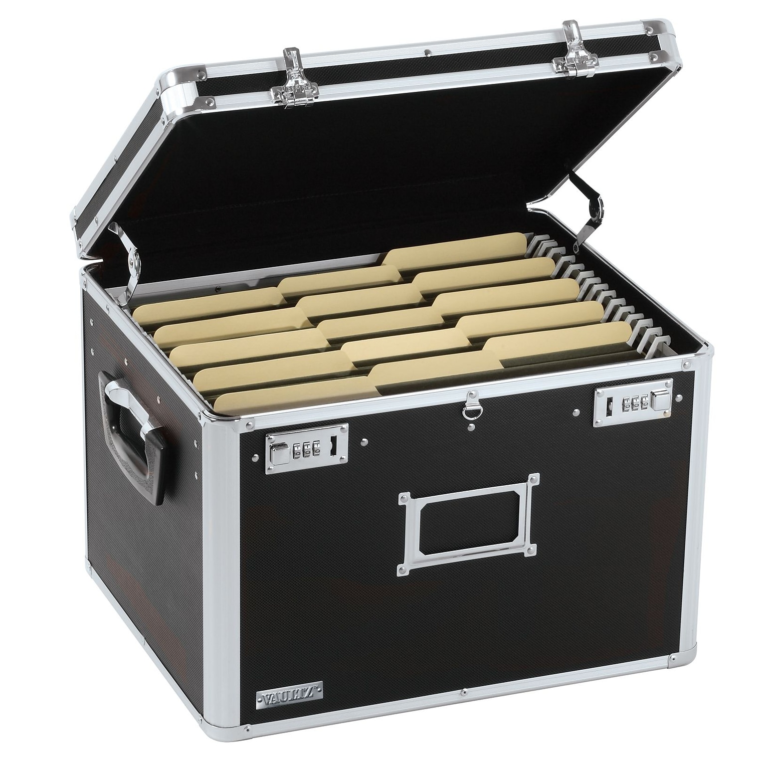 Vaultz Aluminum Locking File Chest, Letter/Legal, Black (VZ00634)