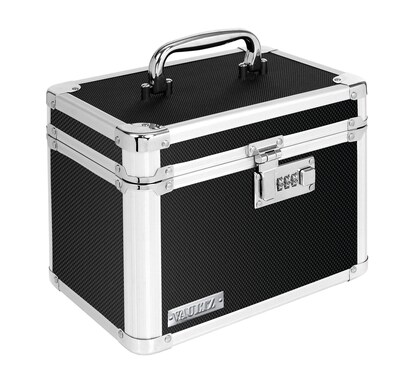 Vaultz® Aluminum Locking Small Storage Box, Black