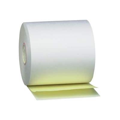 PM Company Perfection 3 1/4 x 90 2-Ply Cash Register/POS Paper Roll, White/Canary (7605)