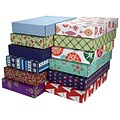 12.2x 3x17.8 GPP Gift Shipping Box, Holiday Line, Assorted Styles, 48/Pack