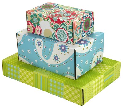 Assorted Size GPP Gift Shipping Box, Lisa Line, Assorted Styles, 48/Pack