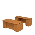 Bush Business Furniture Milano2 72W Double Pedestal Desk with 72W Kneespace Credenza; Golden Anigre, Installed