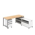 Bush Business Furniture Momentum 72Wx30D Desk w/ 24H Storage & 3Dwr Mobile Pedestal, Natural Maple, Installed