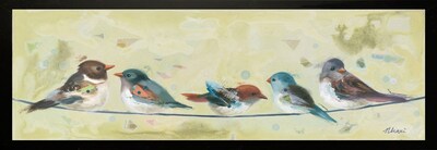 Diamond Decor "Five on A Wire framed" Framed Art Print Poster