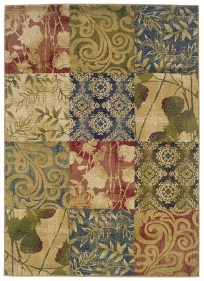 Floral Beige/ Green Indoor Machine-made Polypropylene Area Rug (3'3" X 5'5")