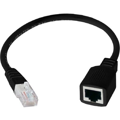 QVS 1 RJ-45 Male to Female Ethernet PortSaver Patch Cord; Black, 3/Pack