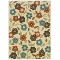 Floral Ivory/ Brown Indoor/Outdoor Machine-made Polypropylene Area Rug (67 X 96)