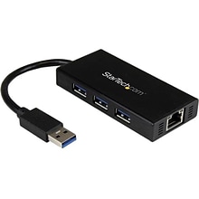 Black 3 Port Portable USB 3.0 Hub