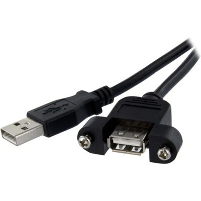StarTech 2 F/M Type A Panel Mount USB Cable, Black
