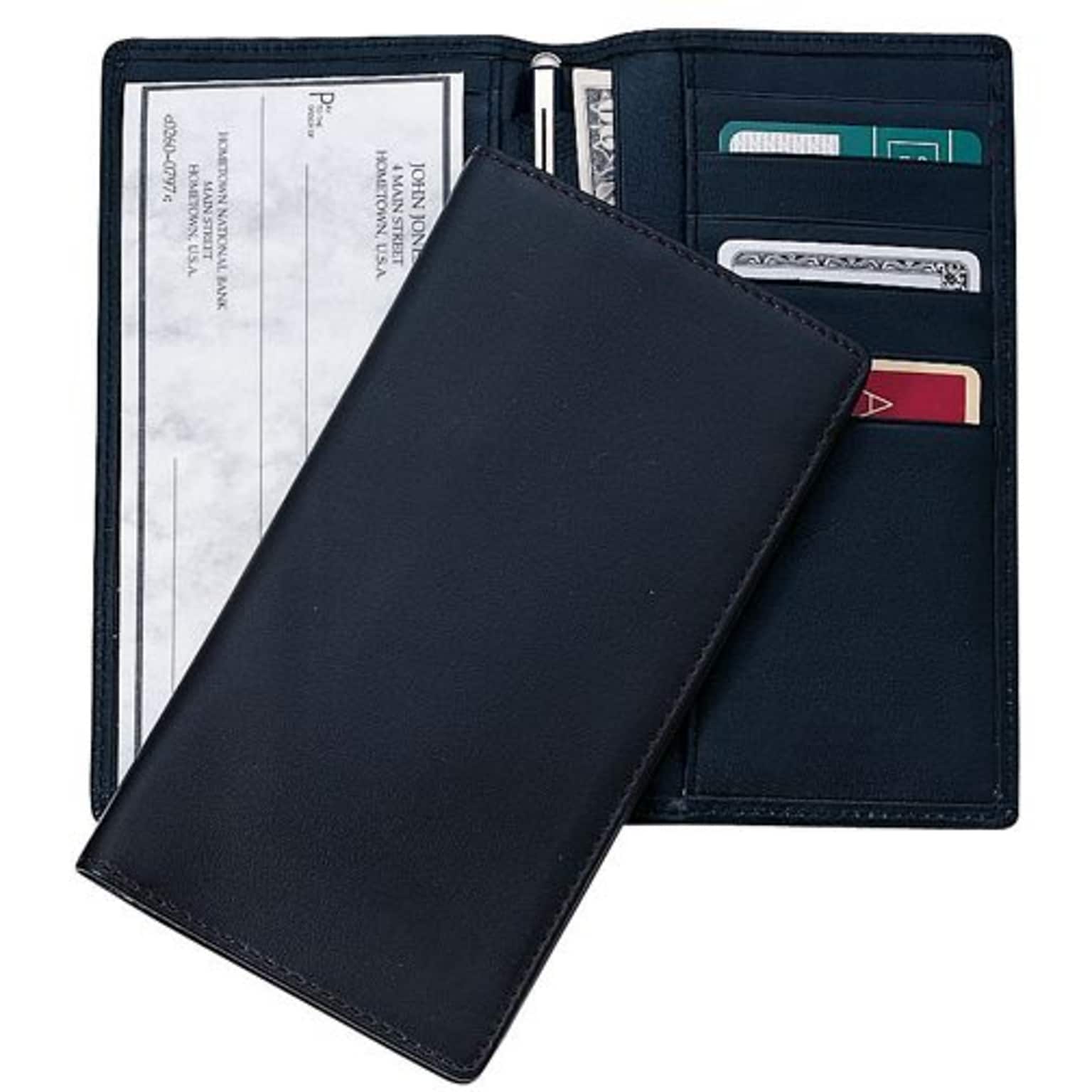 Royce Leather® RFID Blocking Checkbook Register Secretary Wallet, Black