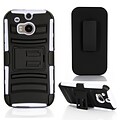 GearIT High Impact Hybrid Armor Dual Layer Case Cover With Stand Holster For HTC One M8, White