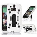 GearIT Rugged High Impact Hybrid Armor Case Cover With Stand For HTC One M8, White