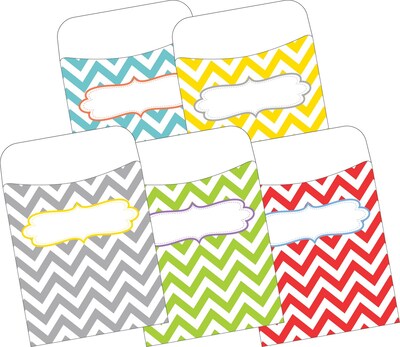 Barker Creek Chevron Beautiful Peel & Stick Library Pockets, 5.125 x 3.5, 30/Pack (LL1231)