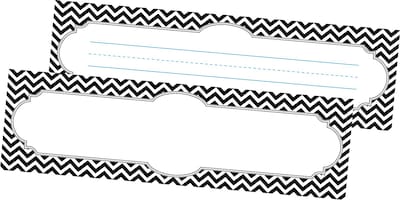 Barker Creek All Grades Double-Sided Desk Tag, Black/White Chevron, 36/Pack