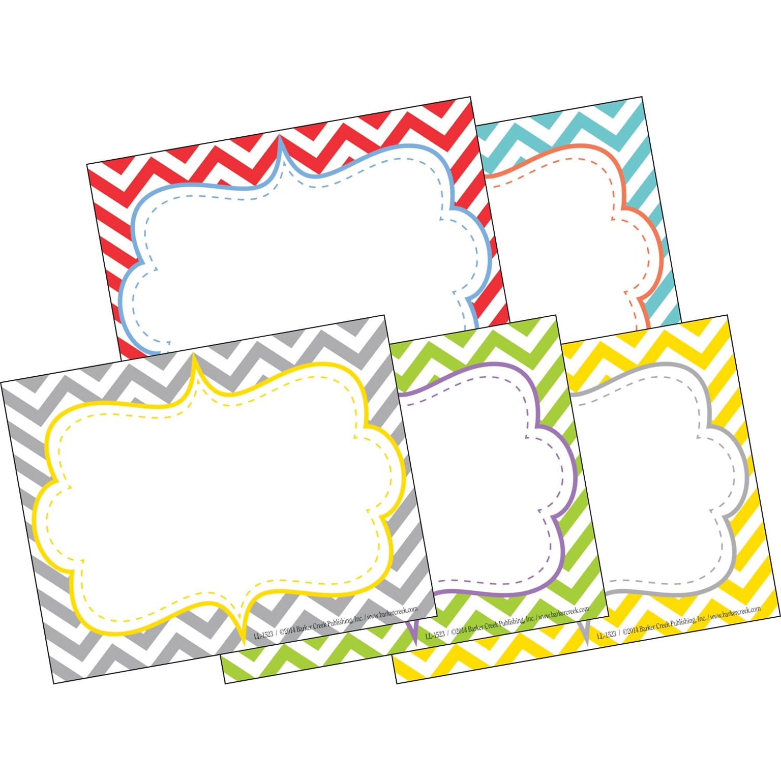 Barker Creek All Grades Self-Adhesive Name Tag, Beautiful Chevron, 45/Pack