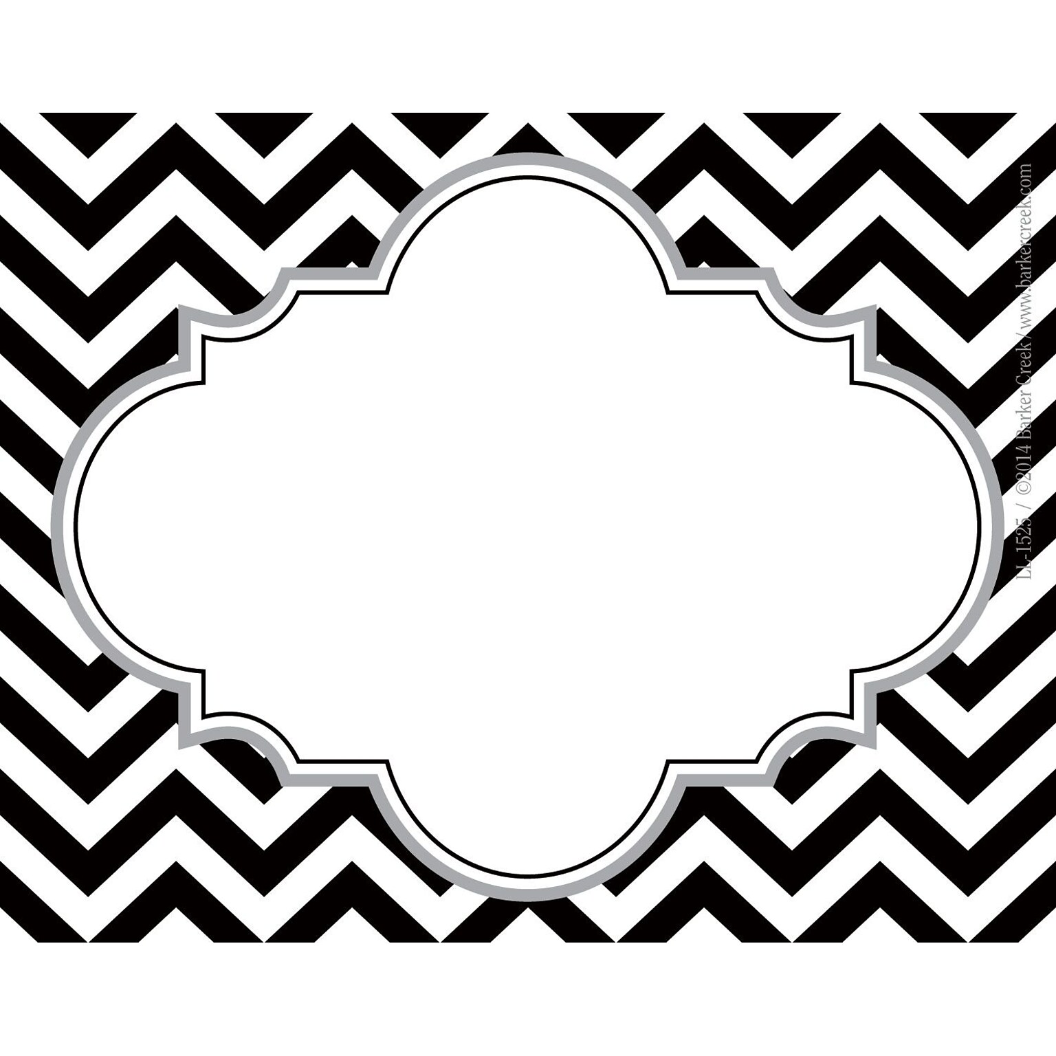 Barker Creek All Grades Self-Adhesive Name Tag, Black/White Chevron, 45/Pack