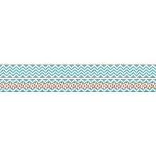 Barker Creek Double-Sided Trim, Turquoise/Coral Chevron, 12/Pack