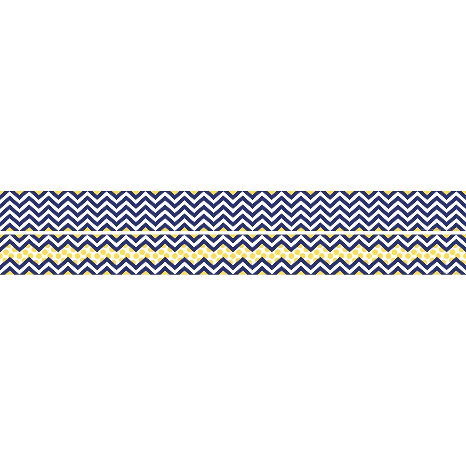 Barker Creek Double-Sided Border, 35 x 3, Navy & Yellow Chevron, 12/Pack (LL988)