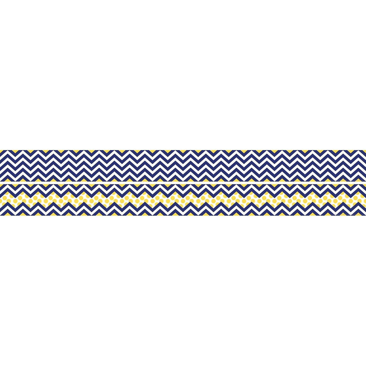 Barker Creek Double-Sided Trim, Navy/Yellow Chevron, 12/Pack