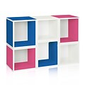 Way Basics Eco Stackable Arlington Modular Bookcase and Storage Shelf, Blue Pink White
