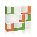Way Basics Eco Stackable Oxford Modular Bookcase and Storage Shelf, Green/Orange/White