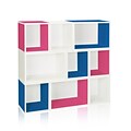Way Basics Eco Stackable Oxford Modular Bookcase and Storage Shelf, Blue/Pink/White