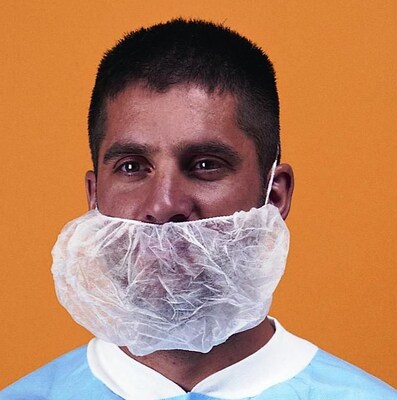 Keystone 112NWI-LRG Latex Free Polypropylene White Beard Net, 18, 1000/Box
